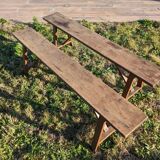 Solid wood truss bench