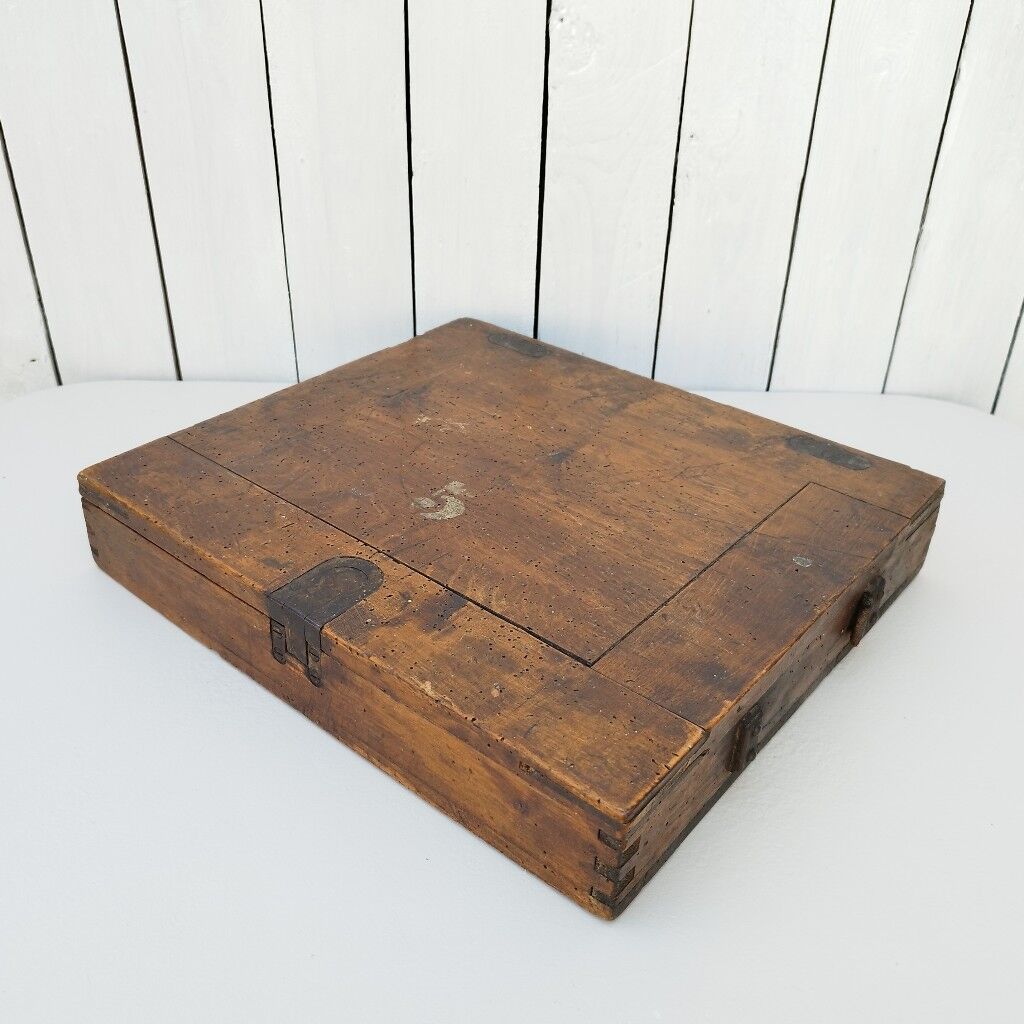 Large wooden box varnished vintage storage