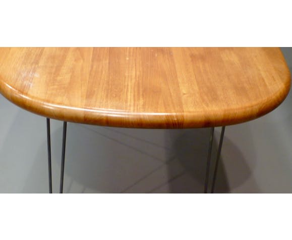 Table haute ou bureau teck et métal scandinave