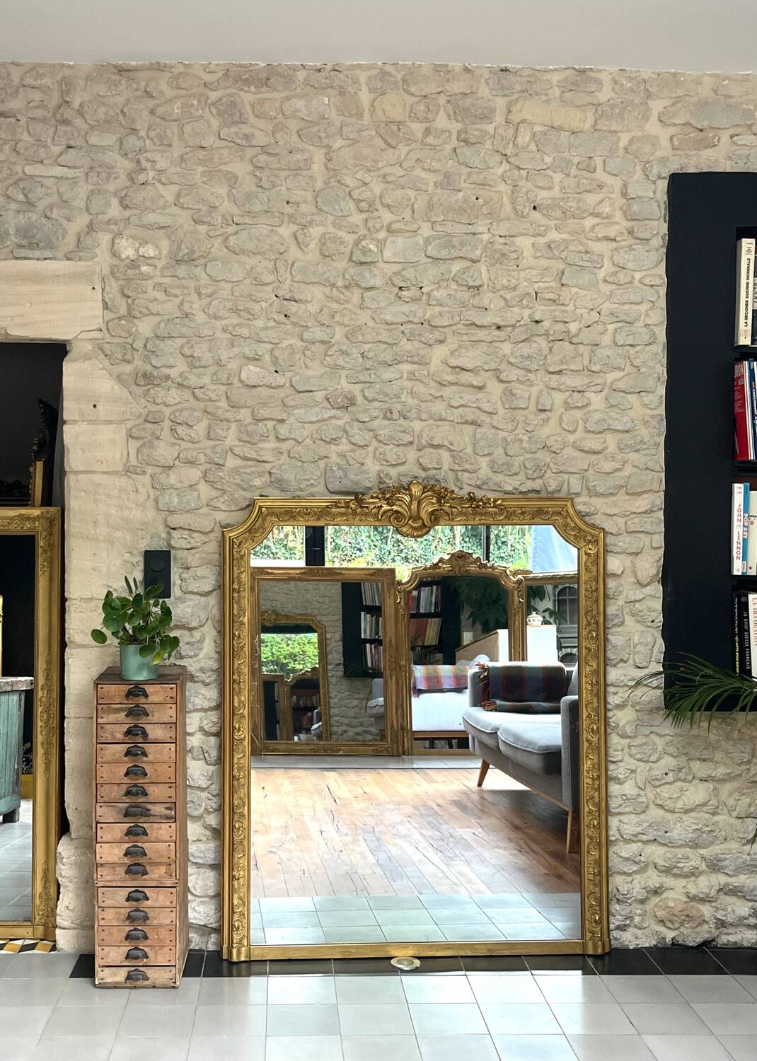 Gold Leaf Gilded Mantelpiece Mirror 152.5cm/125.5cm