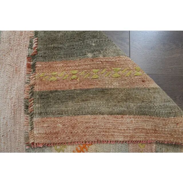 Striped Turkish Vintage Oushak Runner Handmade Wool Runner Rug 131x444