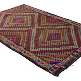 Grand kilim vintage d'Usak, 293 x 198 cm, laine 100 %, tissé à la main – un