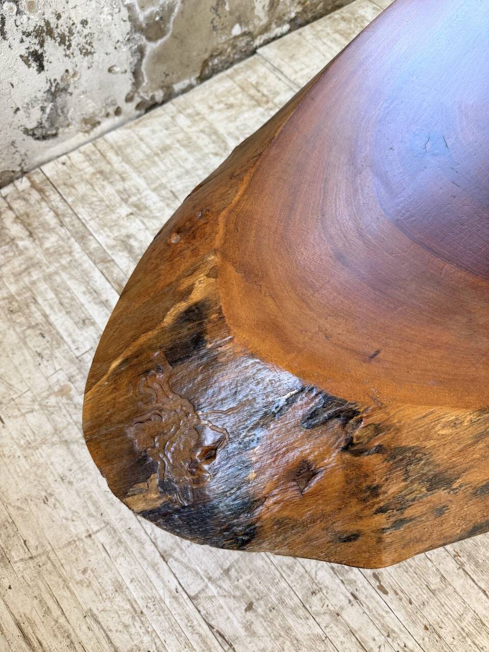 Table basse années 50 plateau bois exotique XXL