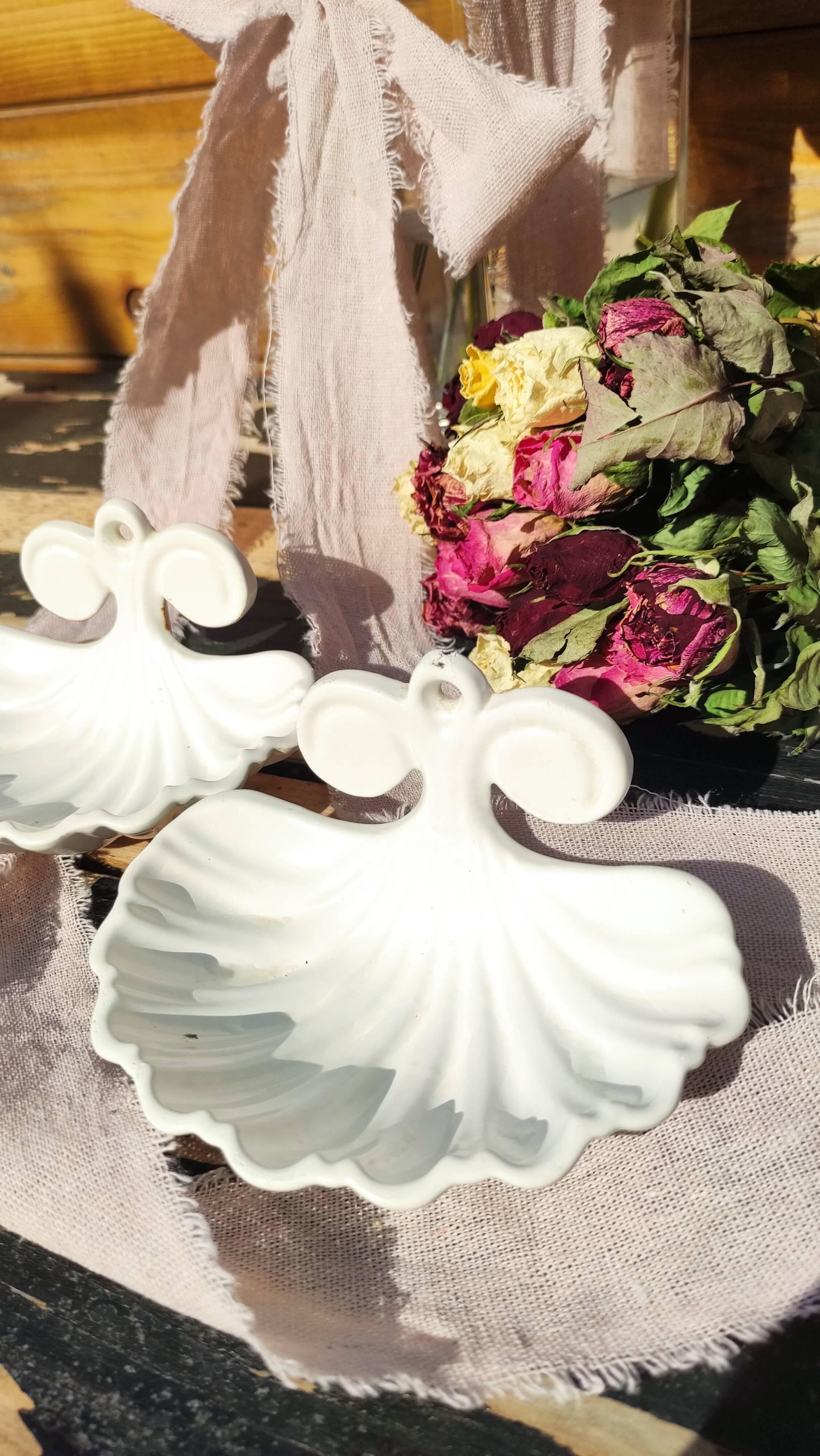 Two vintage soap doors in enamelled cast iron