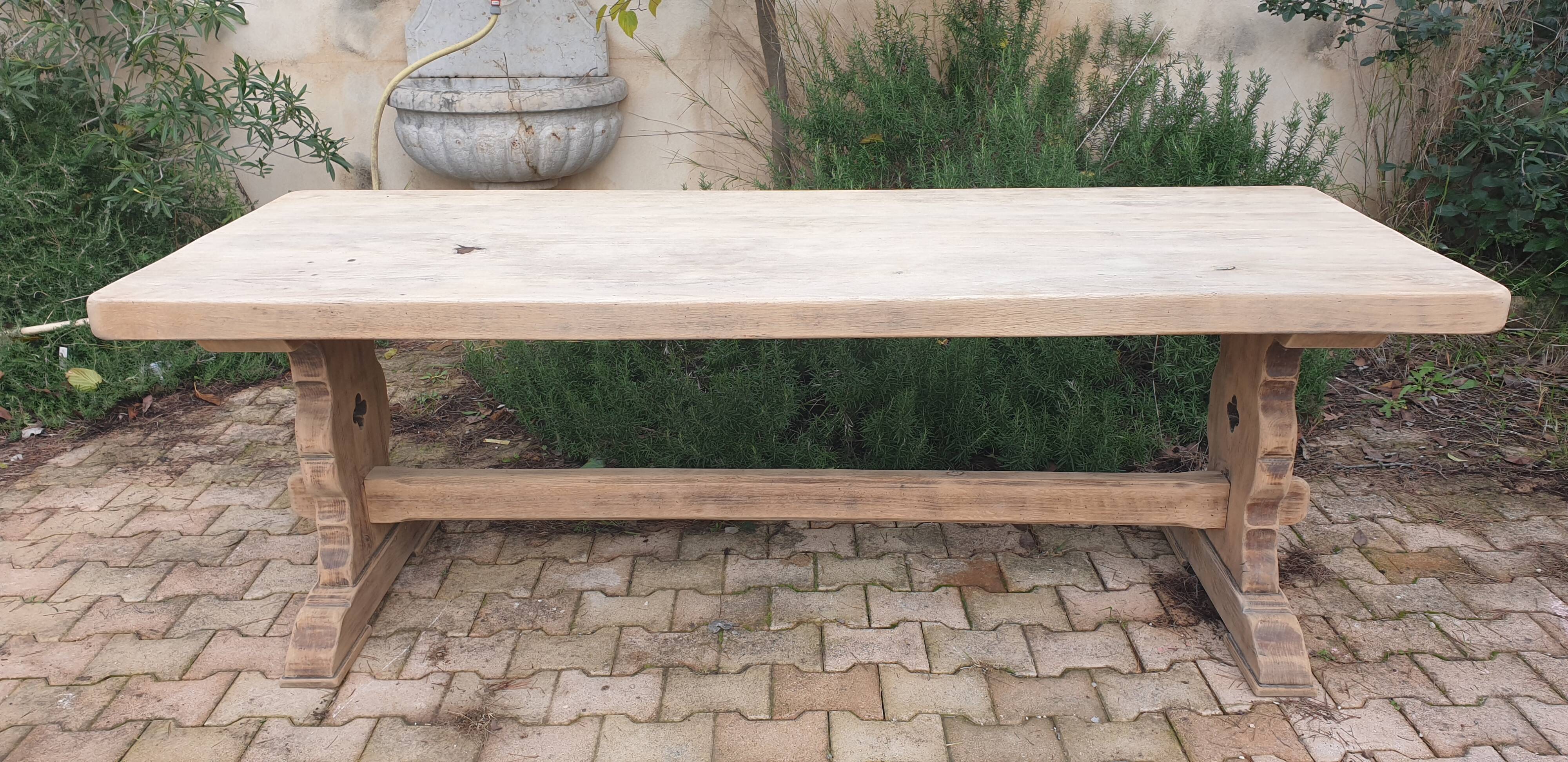 Solid wood farmhouse table, 220 cm long