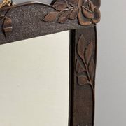 Arts & Crafts hand-carved wall mirror with floral roses, early 20th century