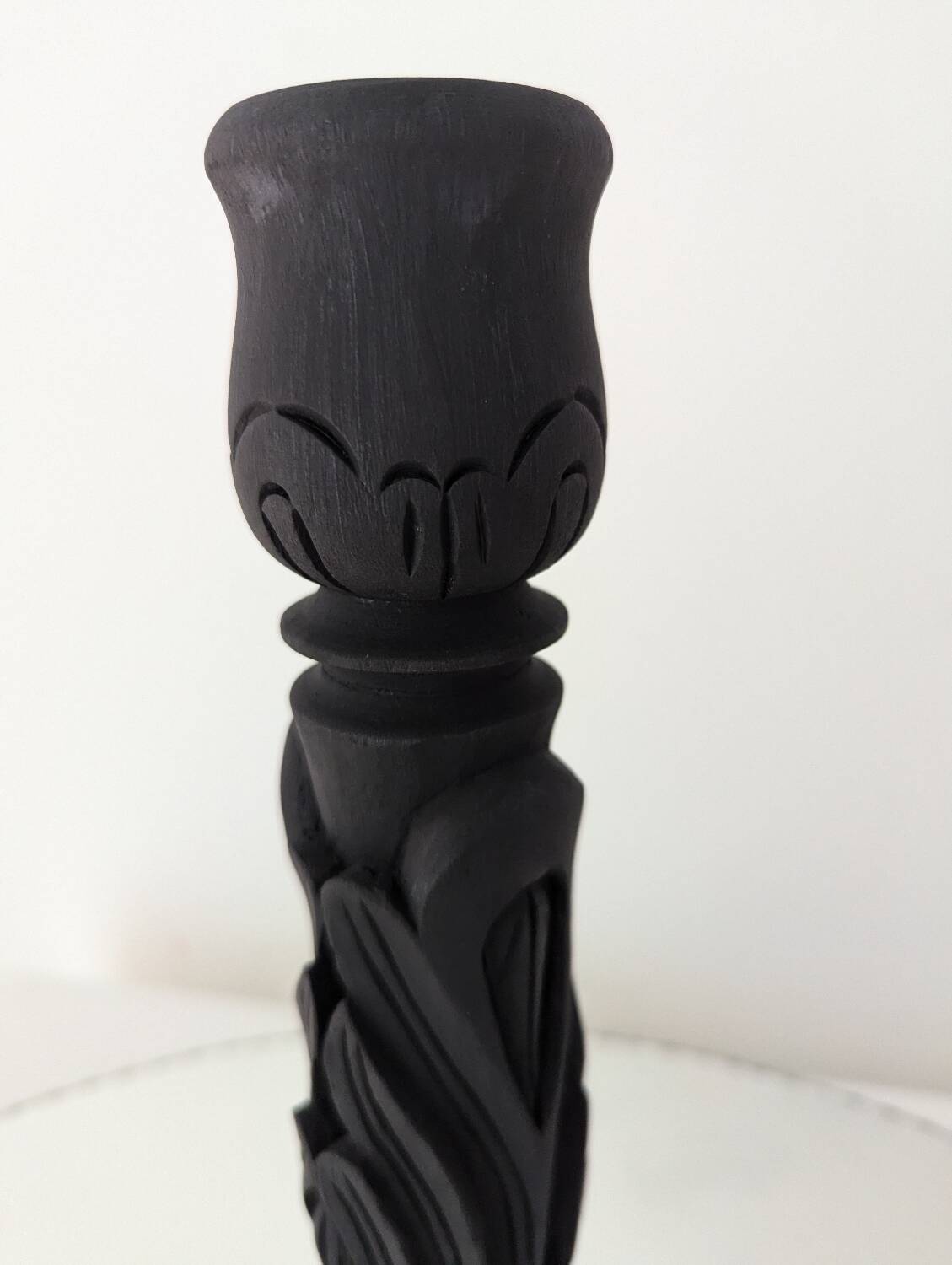 Black wood and brass candle holder