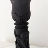 Bougeoir en bois noir et laiton