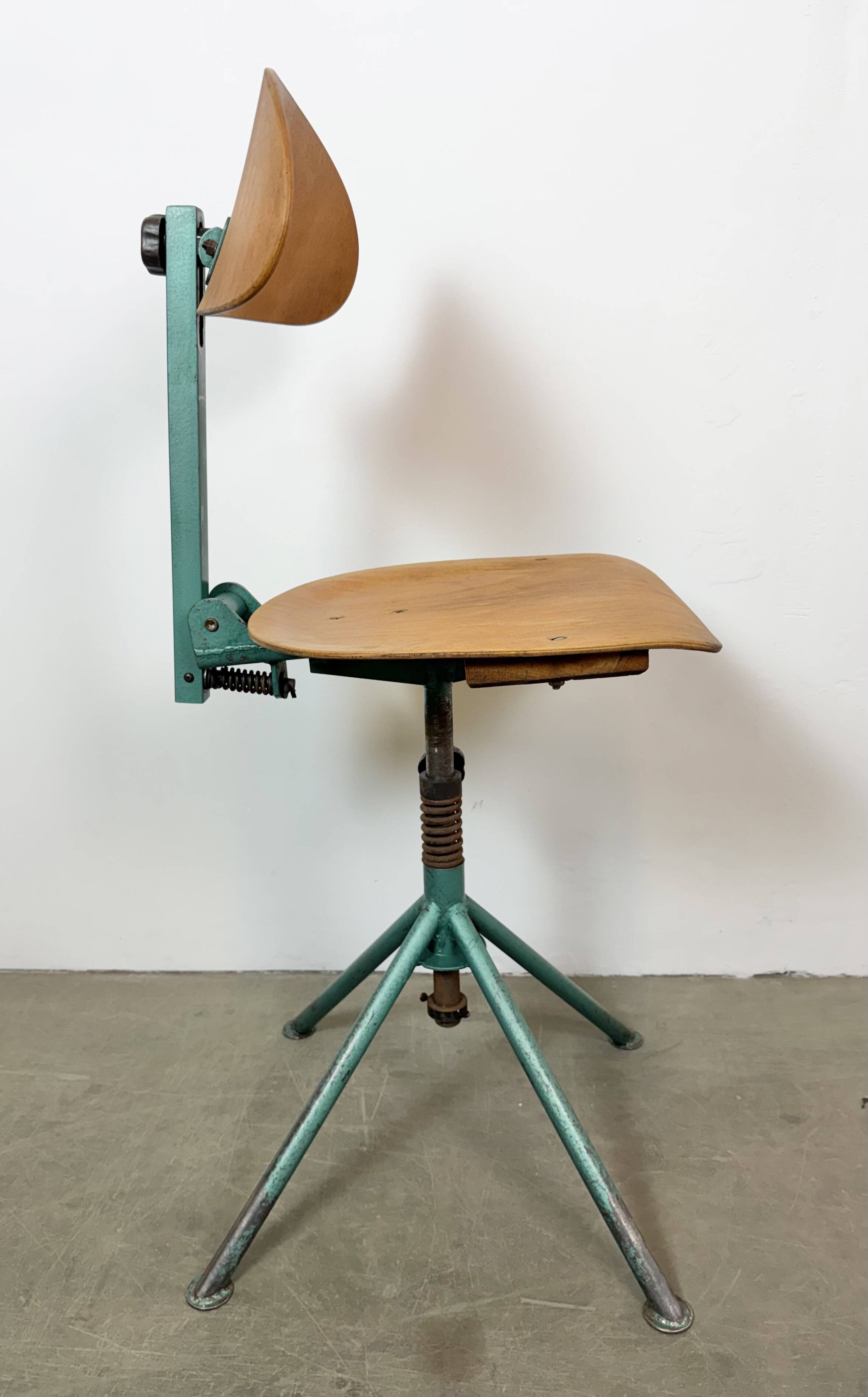 Dark Green Industrial Workshop Chair, 1950s