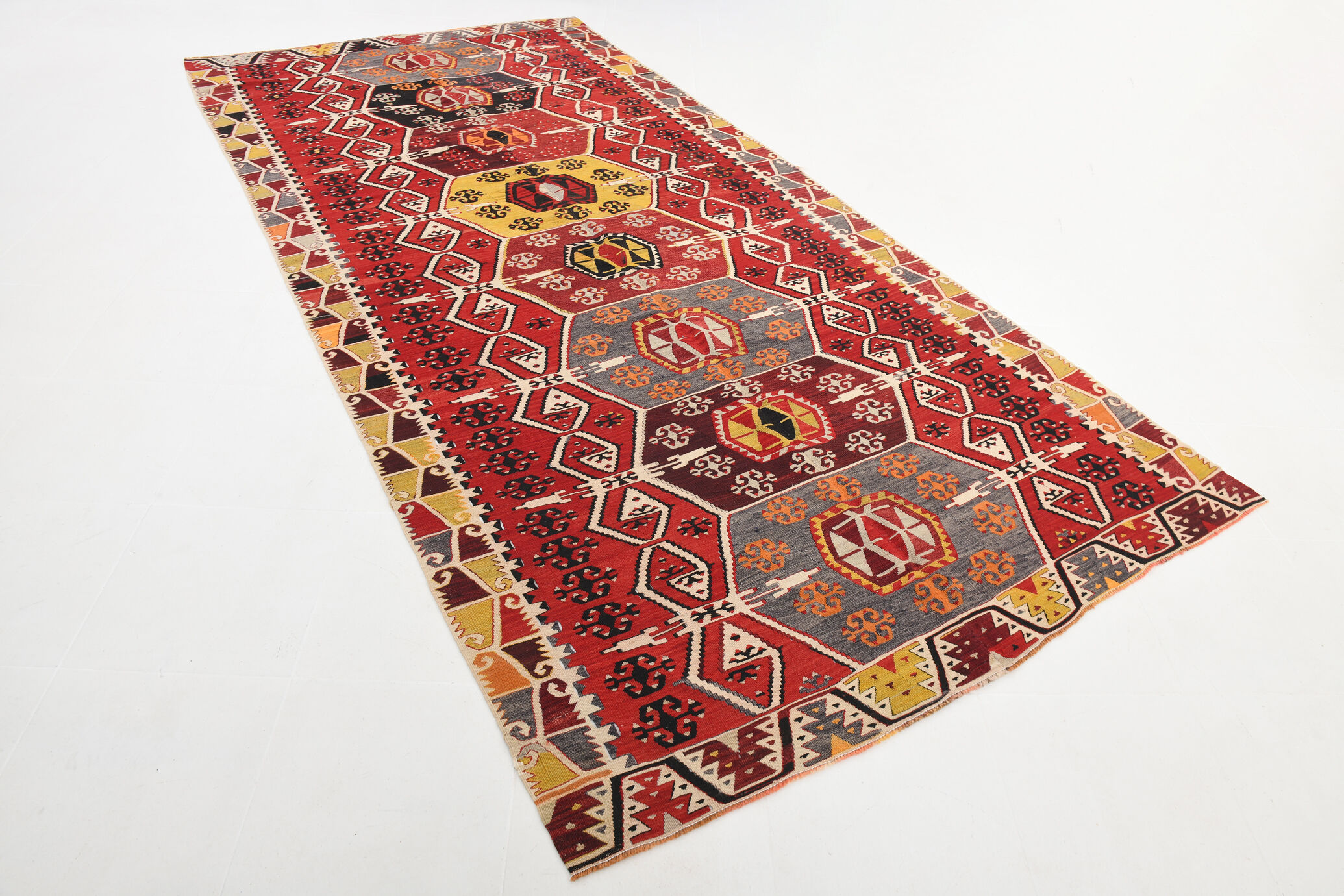 Multicolor Kilim Rug, 169x370Cm Vintage Kilim Rug, Living Room Rug,