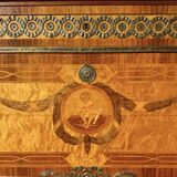 Commode en marqueterie de style Gustavien suédois du milieu du 20e siècle avec marbre