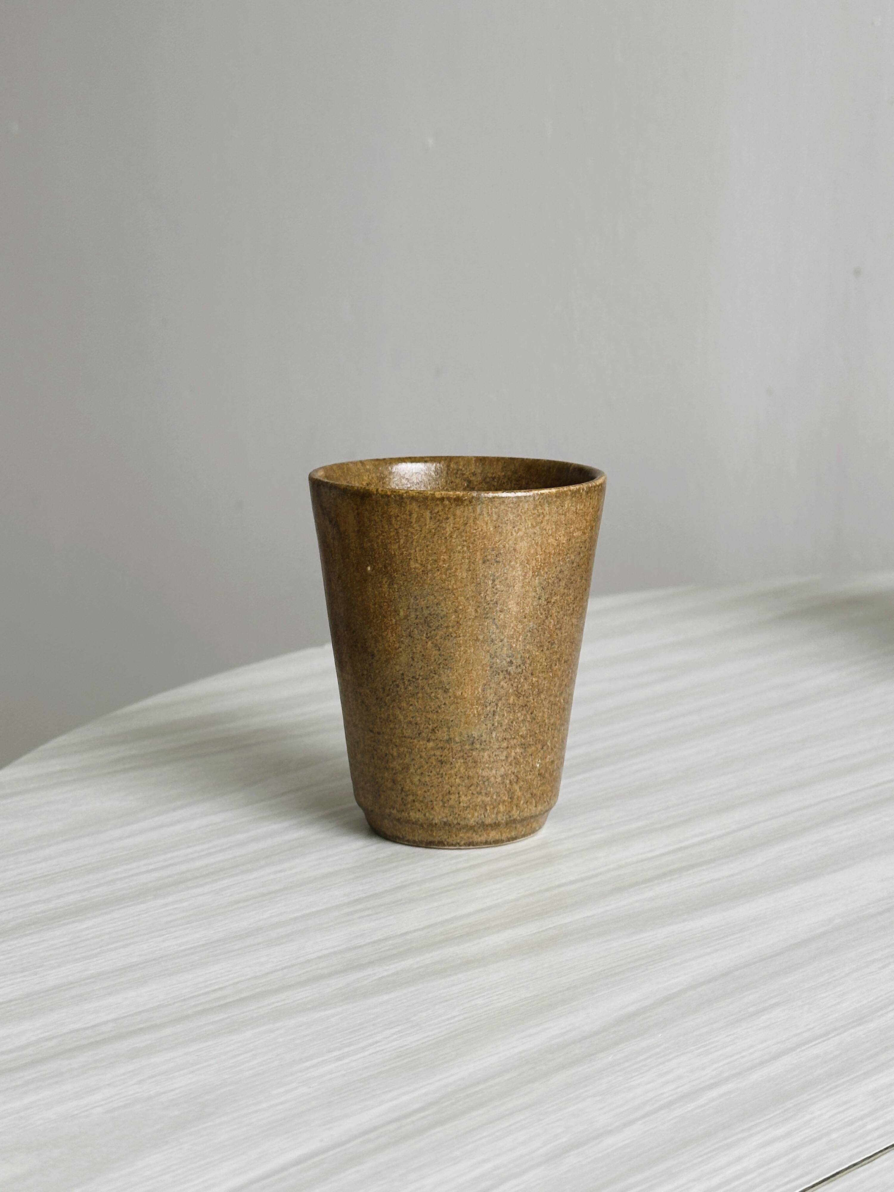 Set of 5 Digoin stoneware mugs