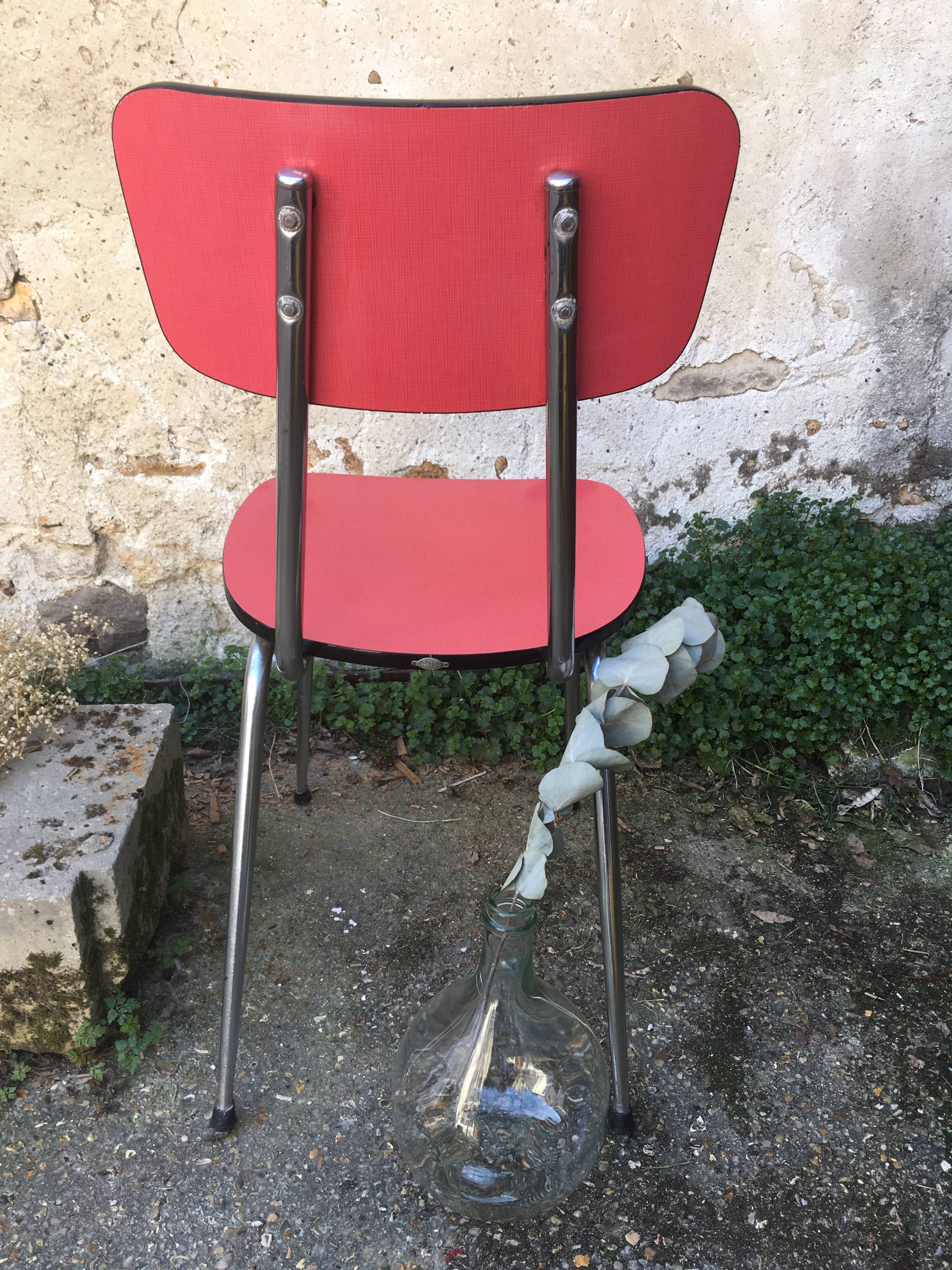 50s red-red formica Roc chair