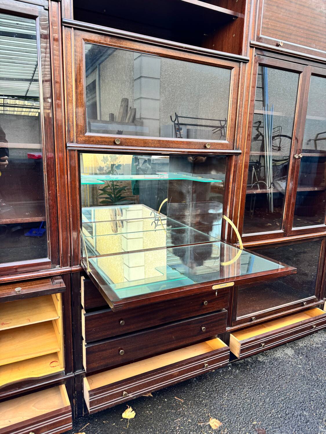 Modular library MD design 1975 mahogany