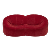 Two-seater pumpkin canapé by Pierre Paulin, red, in very good condition.