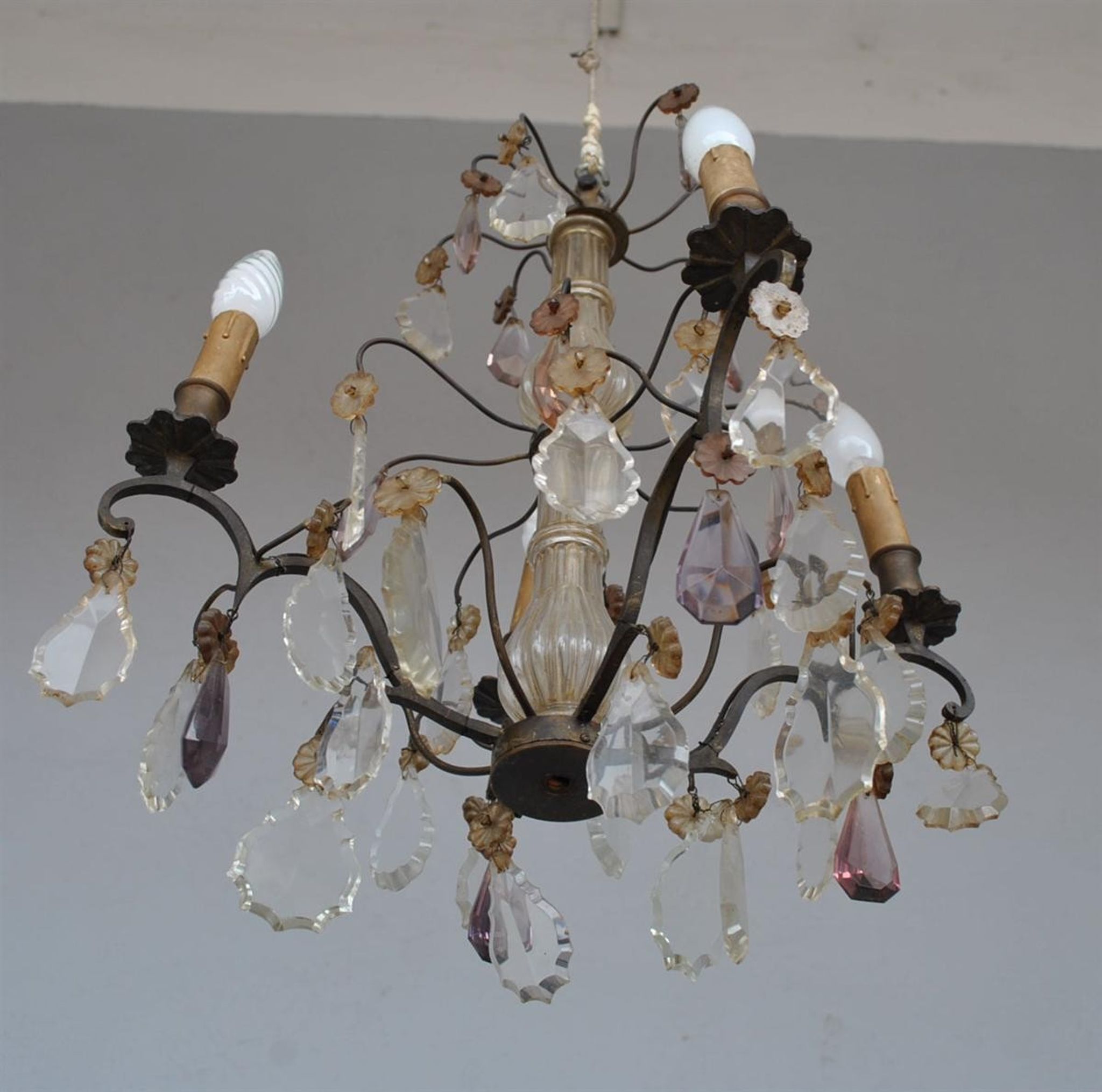 Lustre pampilles époque début XXème 6 feux