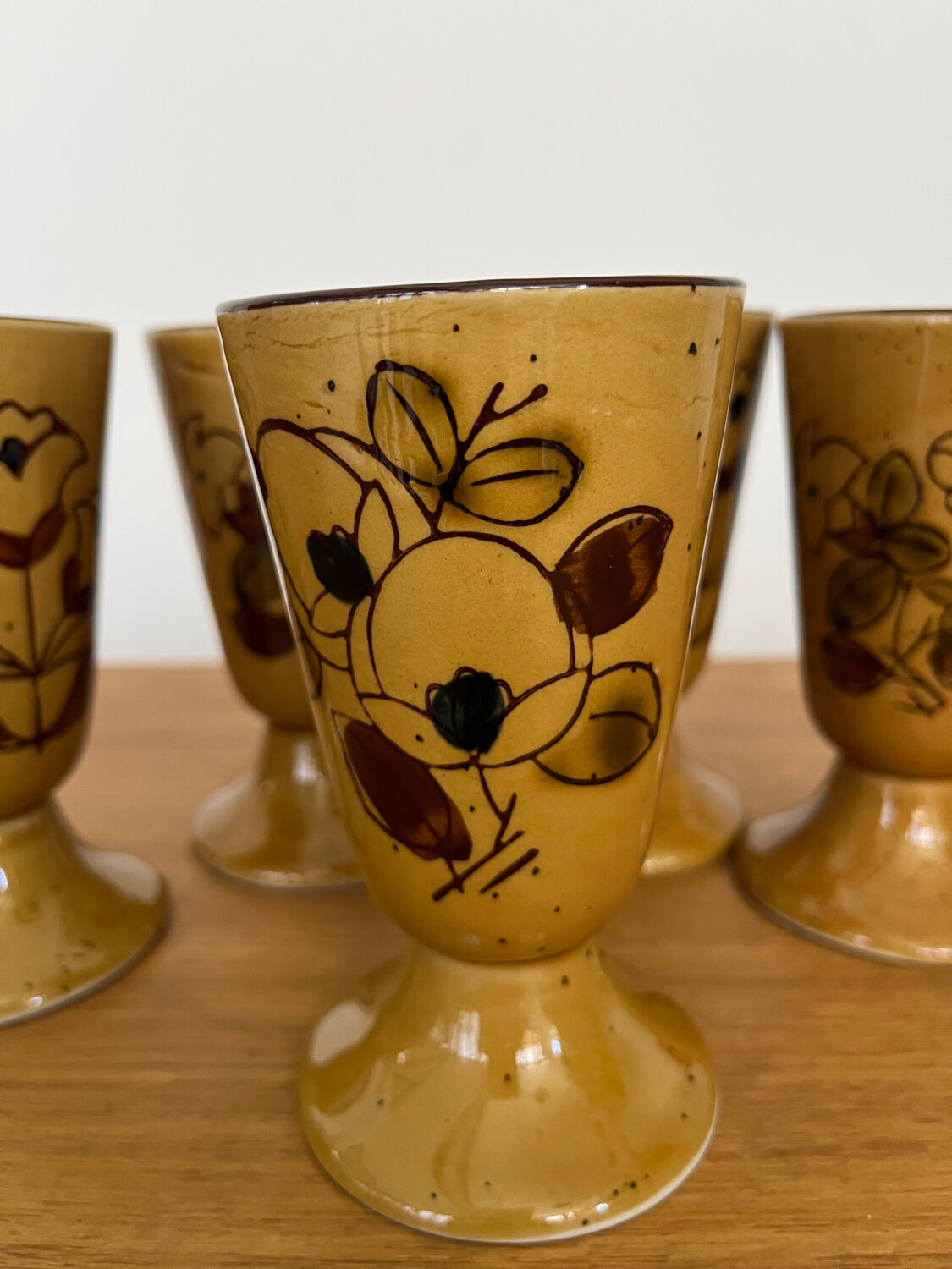 Set of 5 hand-decorated floral mazagrans