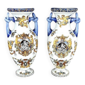Pair of vases Gien, Renaissance Collection, 20th Century