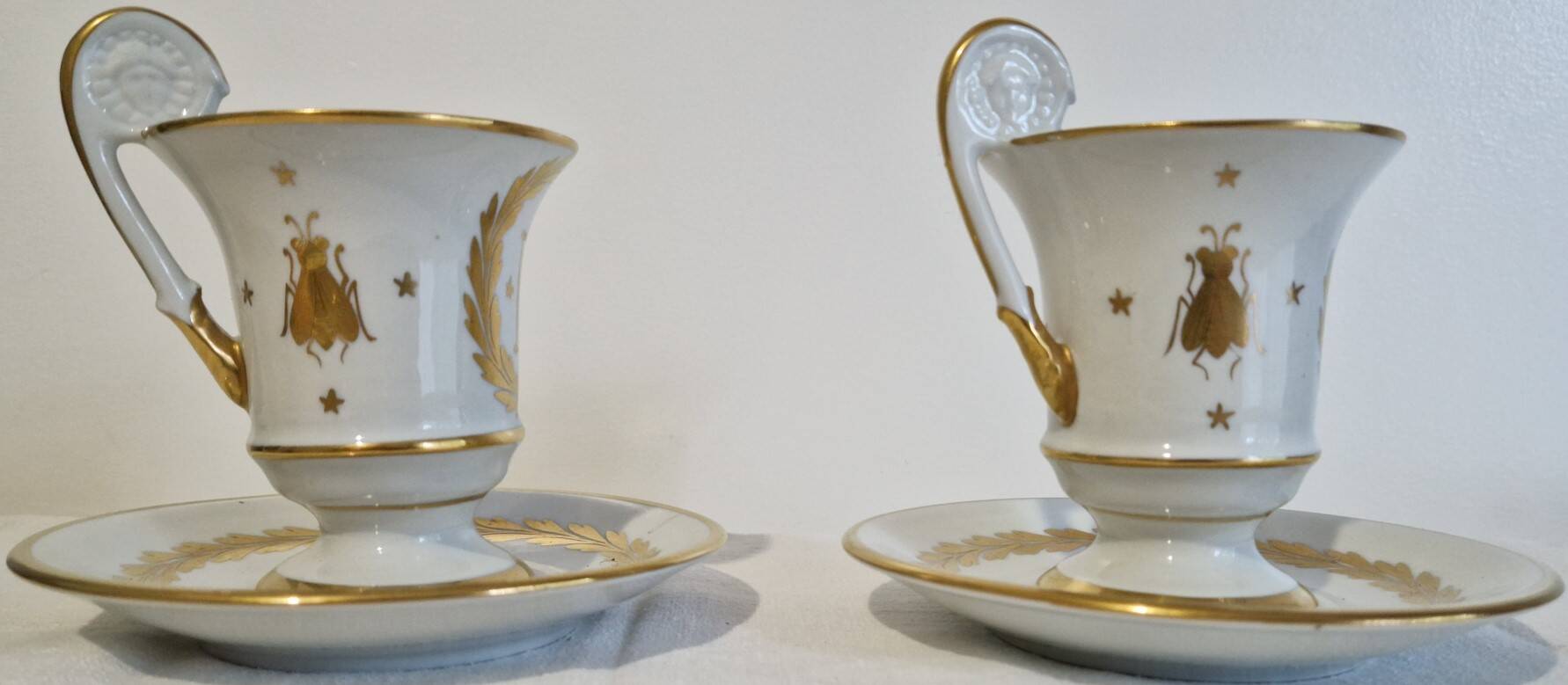 Paire de tasses litron d'époque Second Empire Décor impérial Napoléon Ier