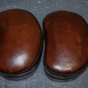 Art Deco Hand-Dyed Whisky Brown Sofa, Armchairs and Ottomans, 1920s, Set of 5