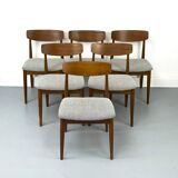 Chaises de salle à manger en teck et laine par Casala, années 1960, lot de 6