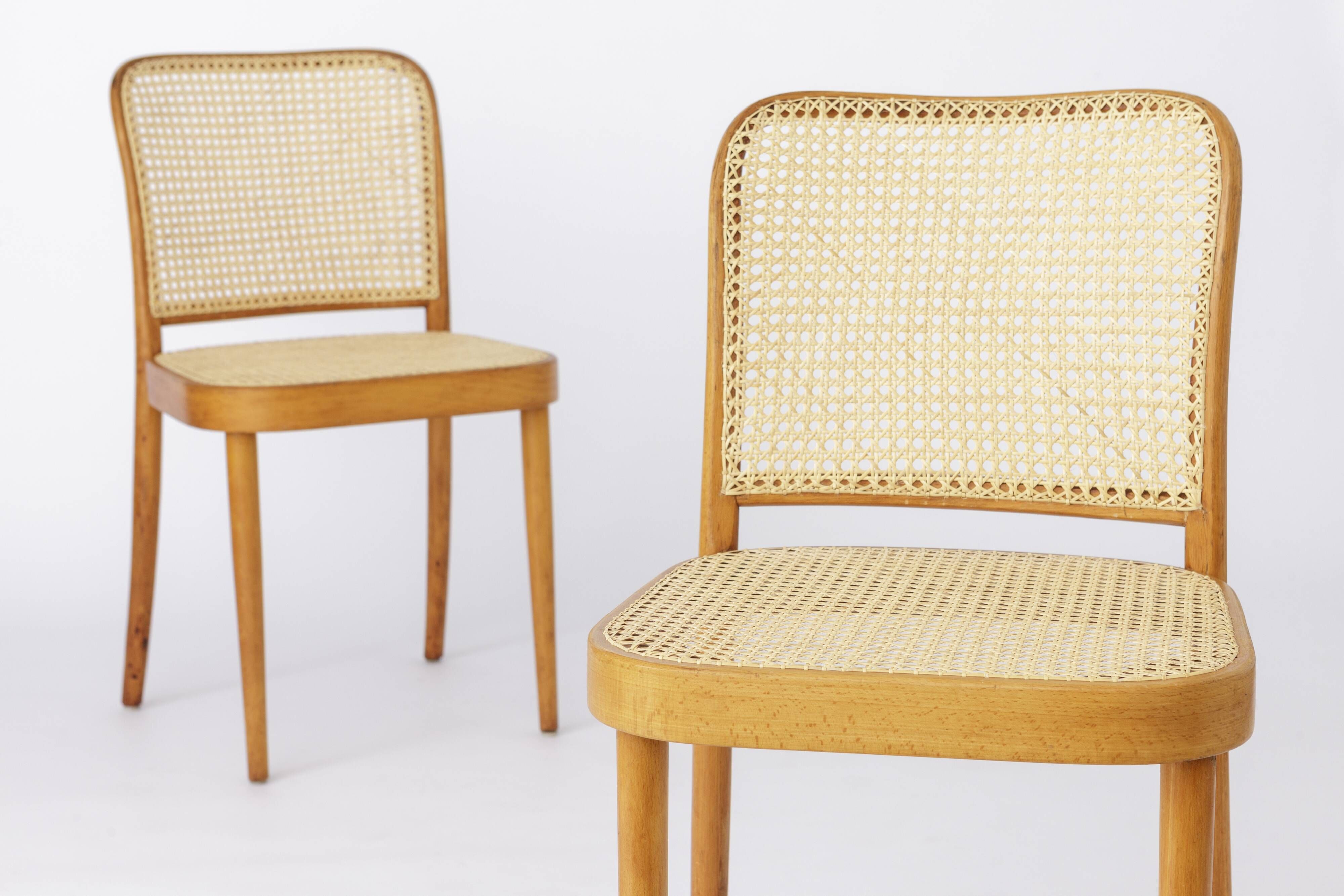 Set of 6 Vintage Ligna Bentwood Dining Chairs – Cane Seats & Backrest 1960s