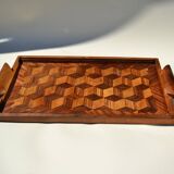 Plateau en bois ancien marqueterie