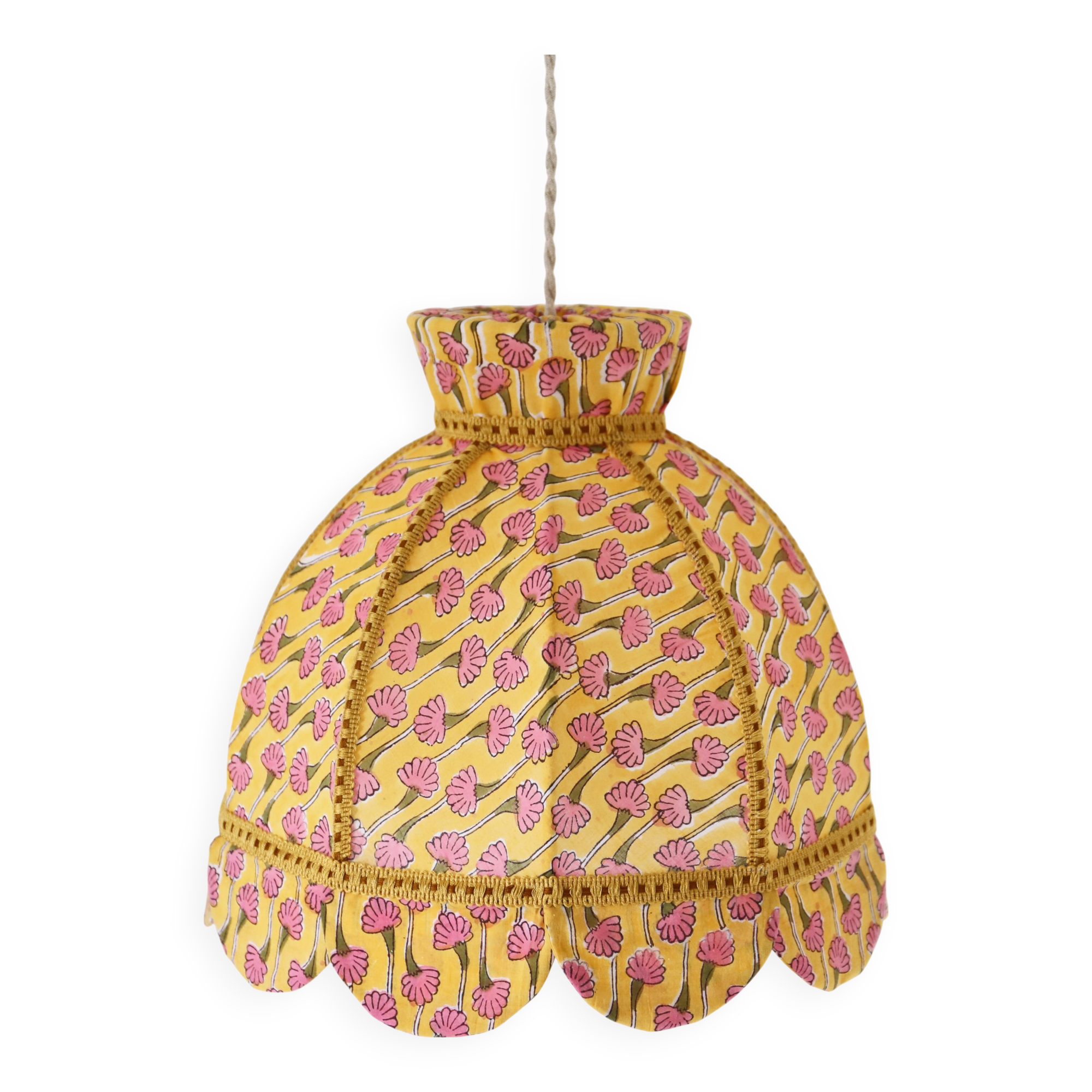 Printed textile suspension, dome shape with small crown