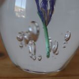 Sulphide violettz paperweight in crystal Daum France