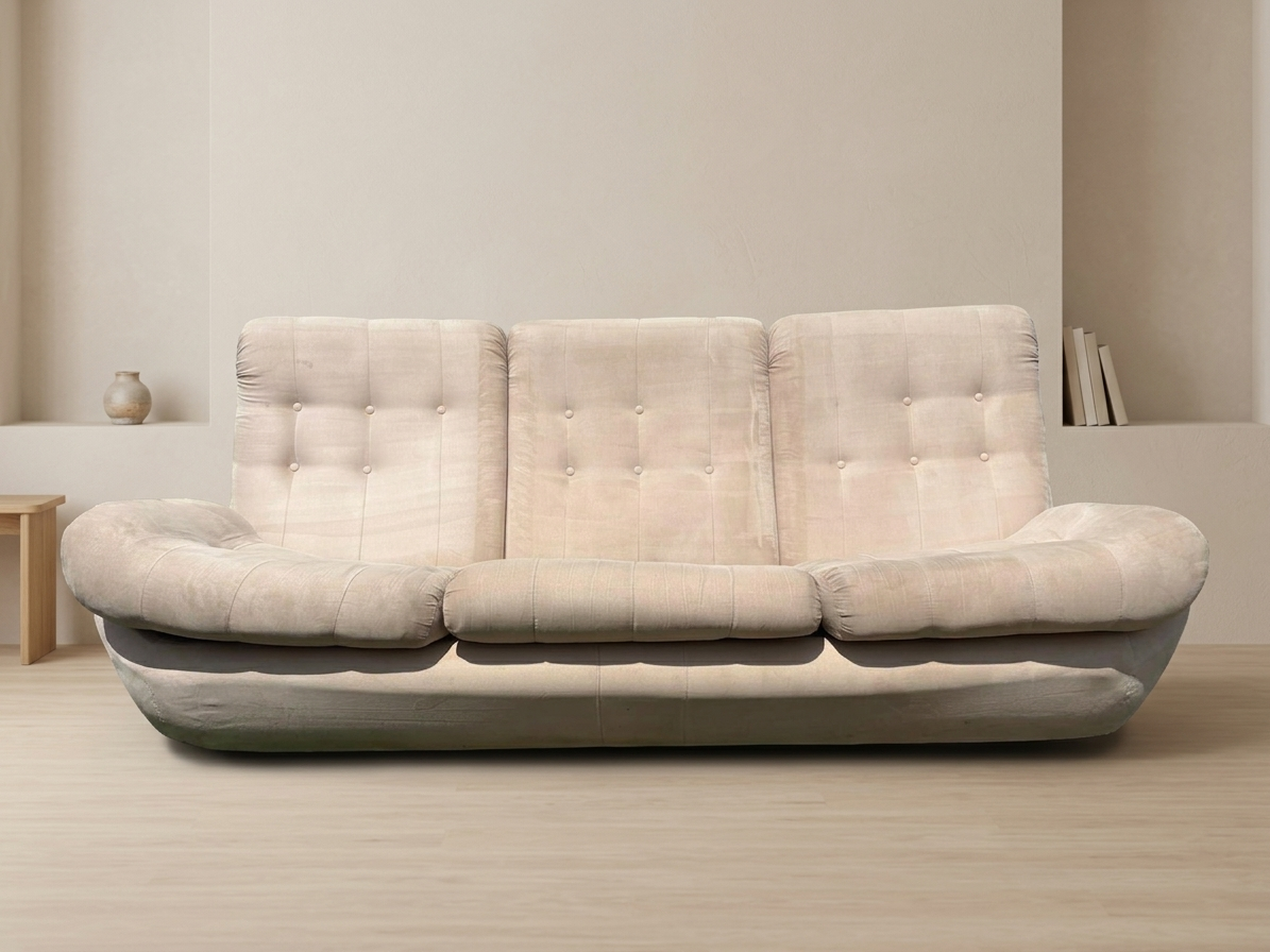 Atlantis seating set space age upholstered sofa & lounge chair by Jitona, 1970s Czechoslovakia