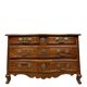 Commode galbée époque Louis XV en noyer et bronzes dorés époque XVIIIeme