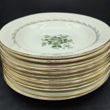 Service of 12 vintage deep plates L'Amandinois Floral Decoration and Gilding