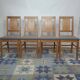 4 brutalist chairs in oak and checkered fabric, Denmark, 1960s