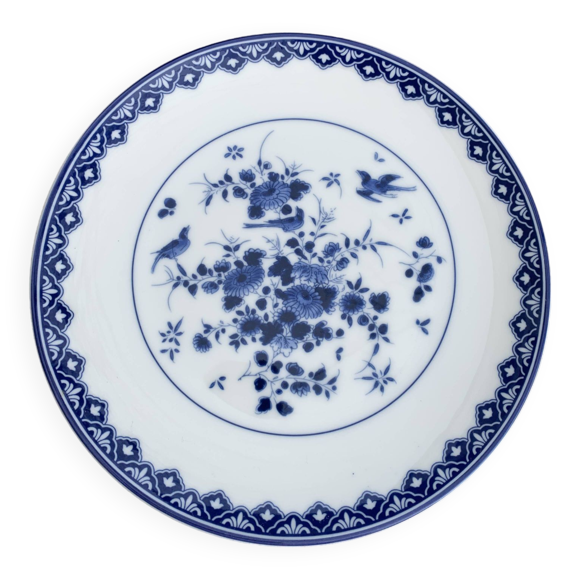 Collectible porcelain plate rijks museum flowers and blue birds, vintage and collector