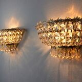 Pair of Regency wall lamps, cut crystals, Italy, 1980