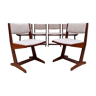 Set of six danish ski leg chairs reupholstered in luxurious Italian cashmere