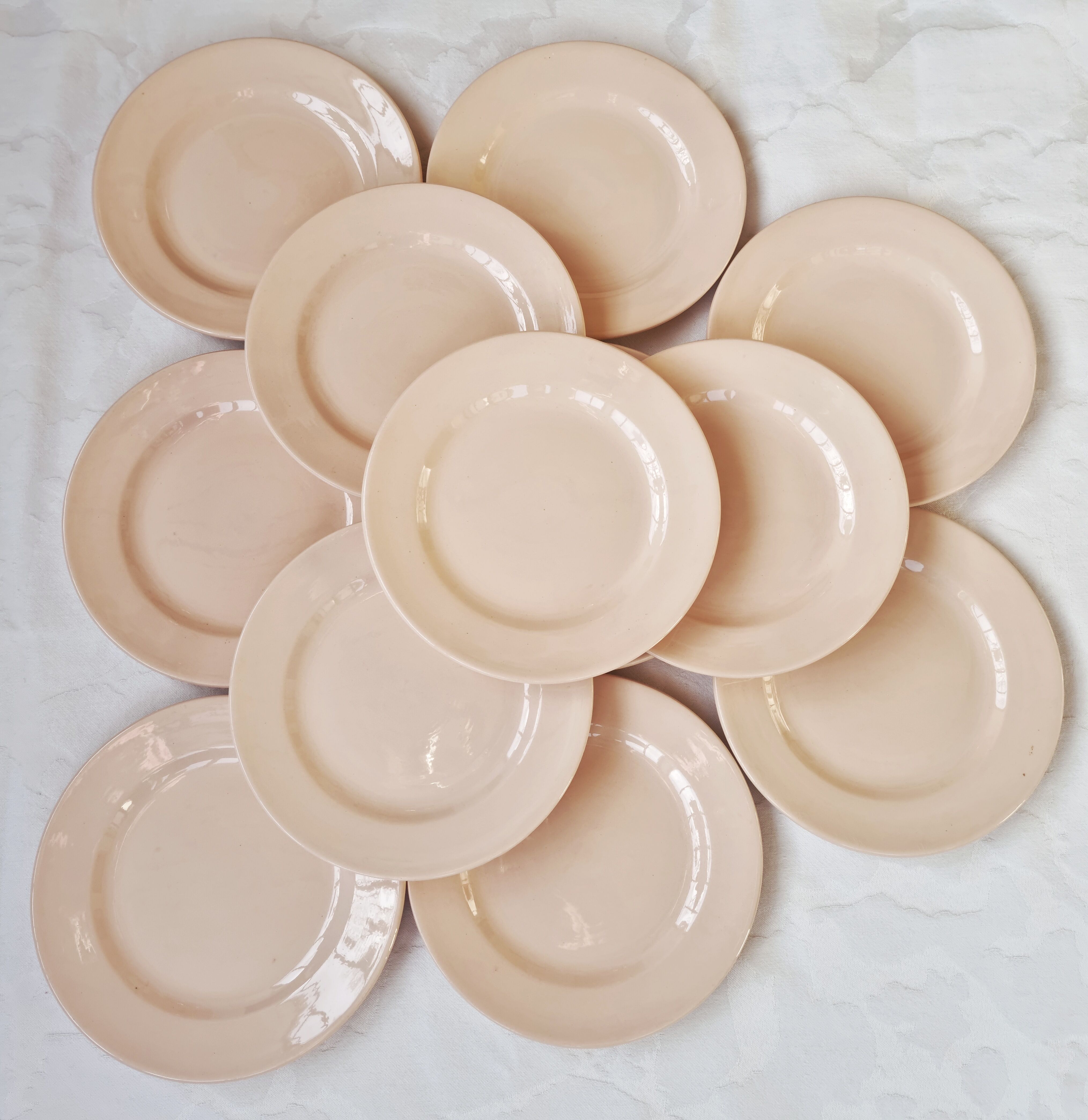 Lot de 12 assiettes à dessert Digoin rose