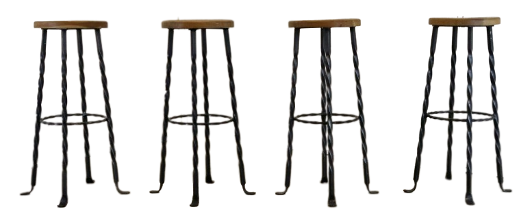 Set of 4 brutalist vintage stools 'Villingen'