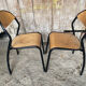 Paire Chaise Ancienne Écolier Style MULLCA Métal Noir + Bois Vintage #