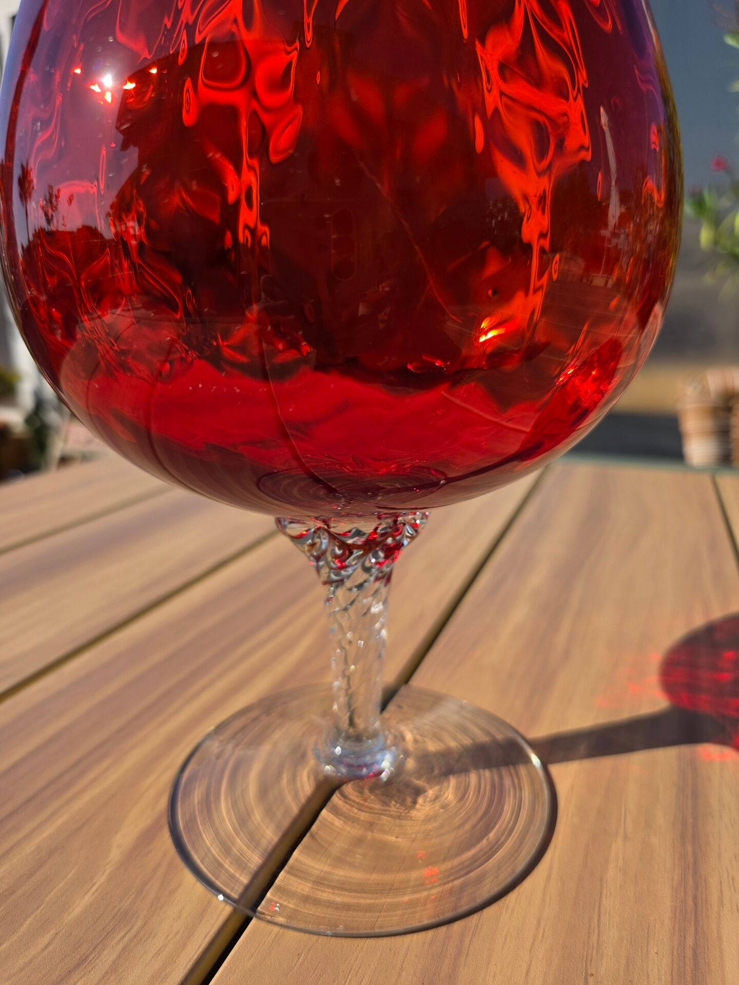 Giant glass 29 cm Empoli ruby red vintage blown glass
