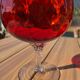 Giant glass 29 cm Empoli ruby red vintage blown glass