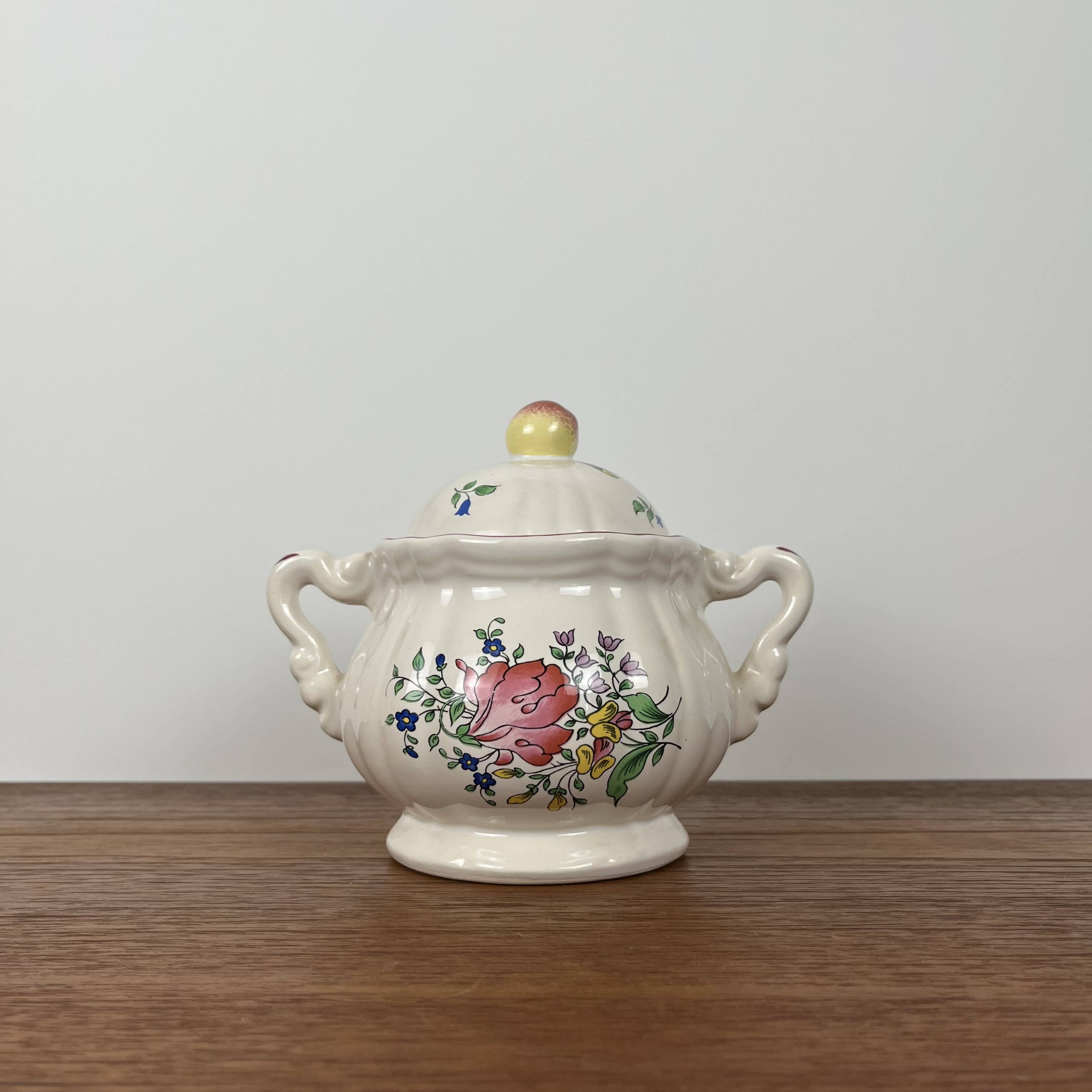 Antique Lunéville sugar bowl, Réverbère model, 1887