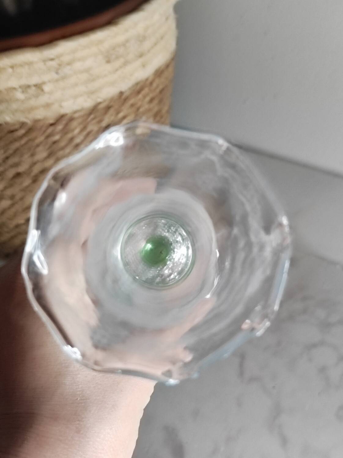 Crackle glass tulip vase