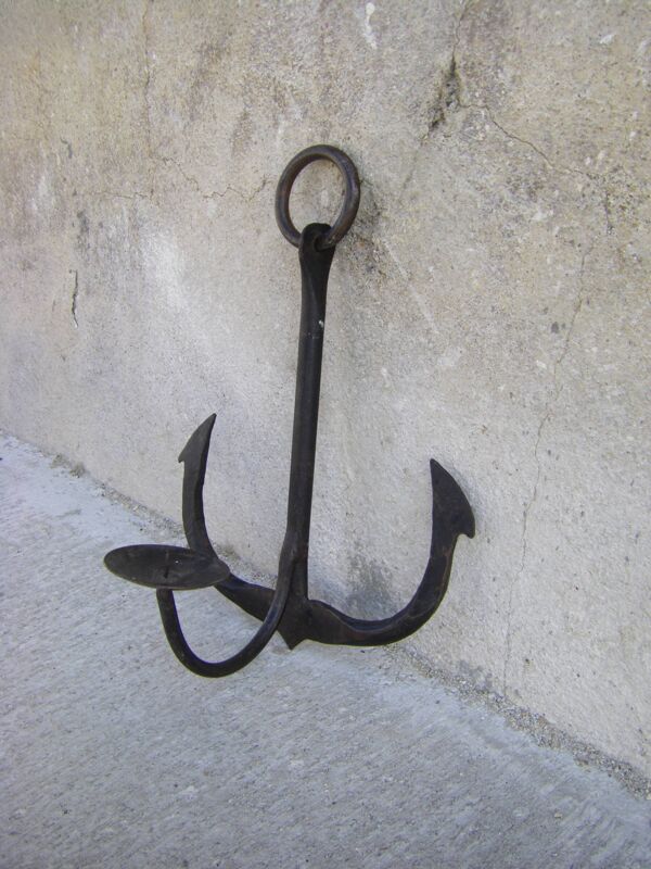 Porte-bougies ancre marine en fer forgé