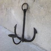 Porte-bougies ancre marine en fer forgé