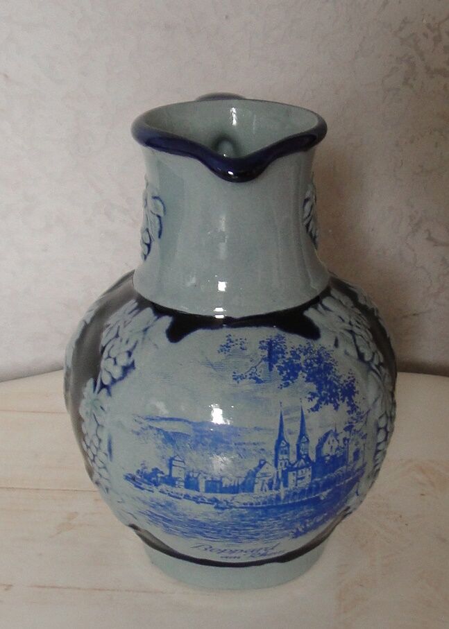 Pichet à vin faience bleu cobalt west germany