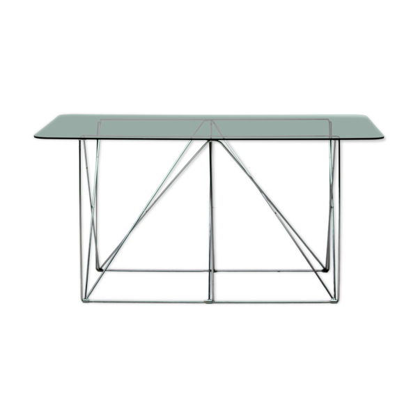 Table de salle à manger pliante en verre fumé Max Sauze - Un chef-d'œuvre de design minimaliste