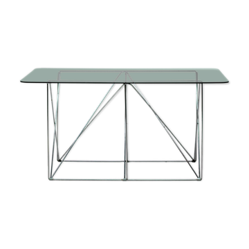 Table de salle à manger pliante en verre fumé Max Sauze - Un chef-d'œuvre de design minimaliste