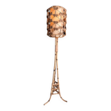 Bamboo and rattan tripod floor lamp