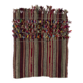 Vintage Tribal Turkish Kilim Rug with Colorful Pom Poms, Folk Art Wall Hanging